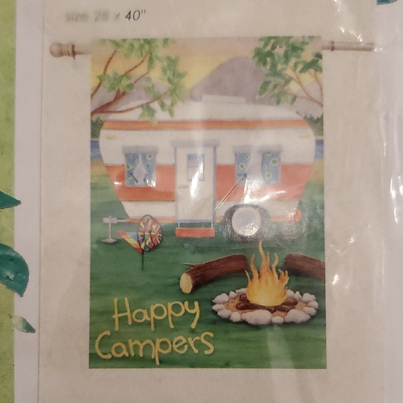 🎁New Premier Designs Accent Home & Garden Happy Campers Flag - Picture 2 of 6